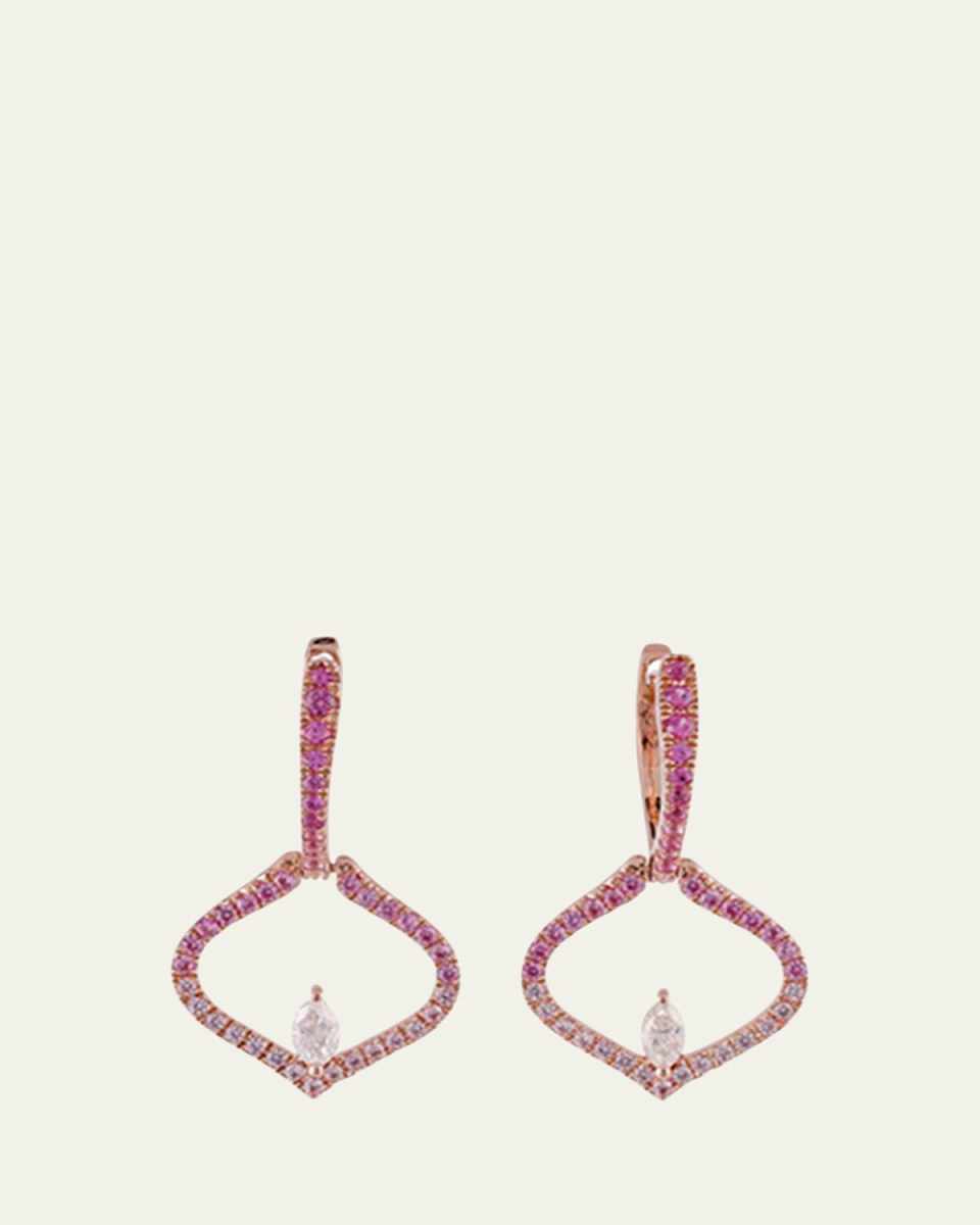 Sarai Diamond Single Motif and Pink Ombre Sapphire Earrings